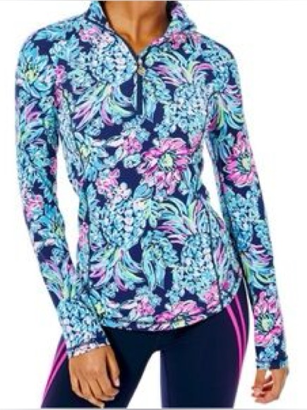 Lilly Pulitzer Luxletic Justine Half Zip Upf-50 Sun Guard Pineapple Paradise M